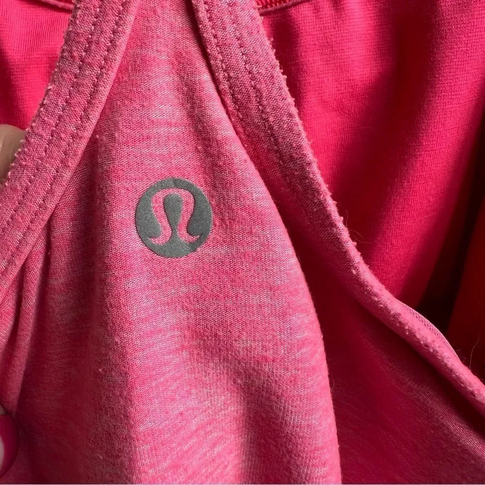 Lululemon Power Y Luon Heathered Neon Pink Tank Size 6
